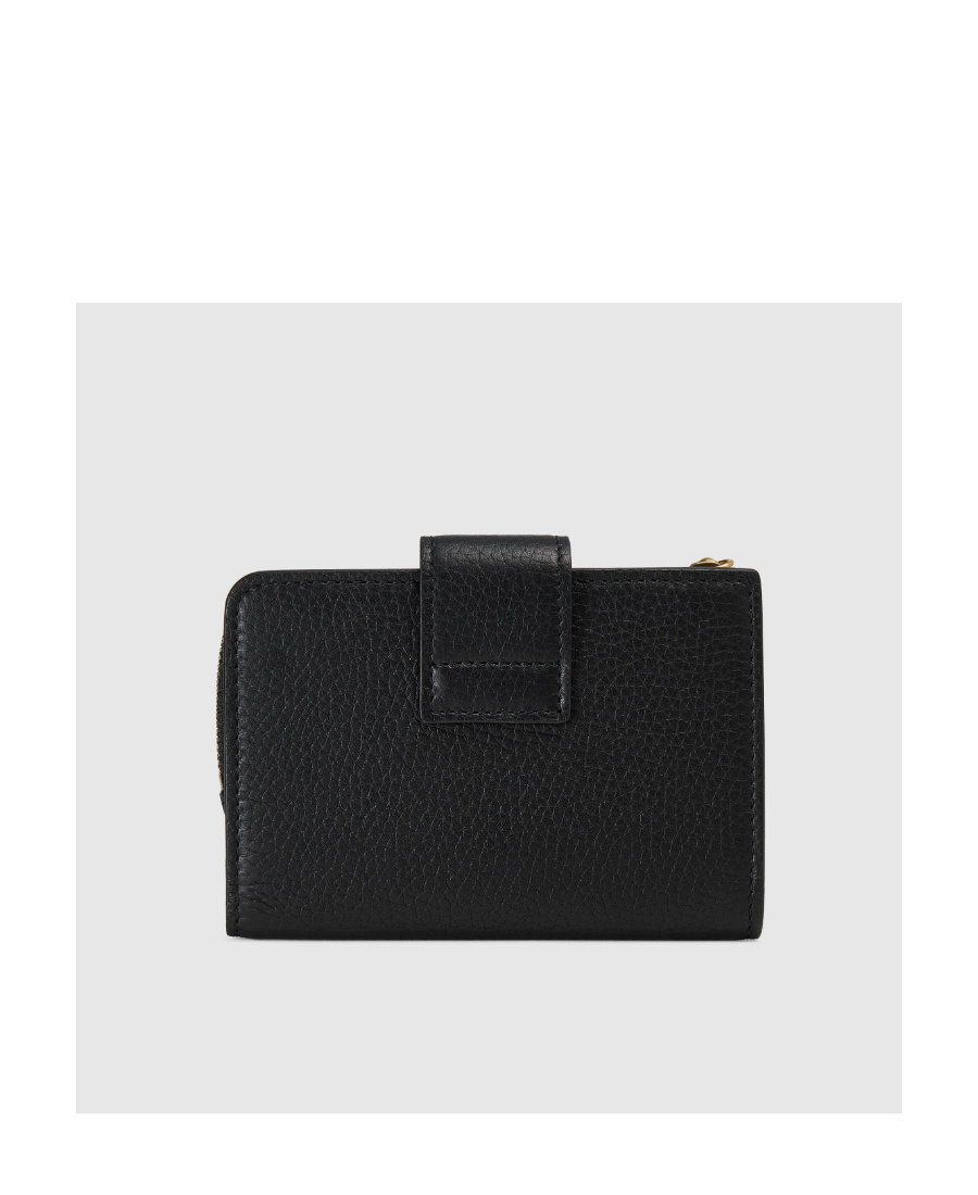 Gucci Logo-plaque Grained-leather Wallet In Black