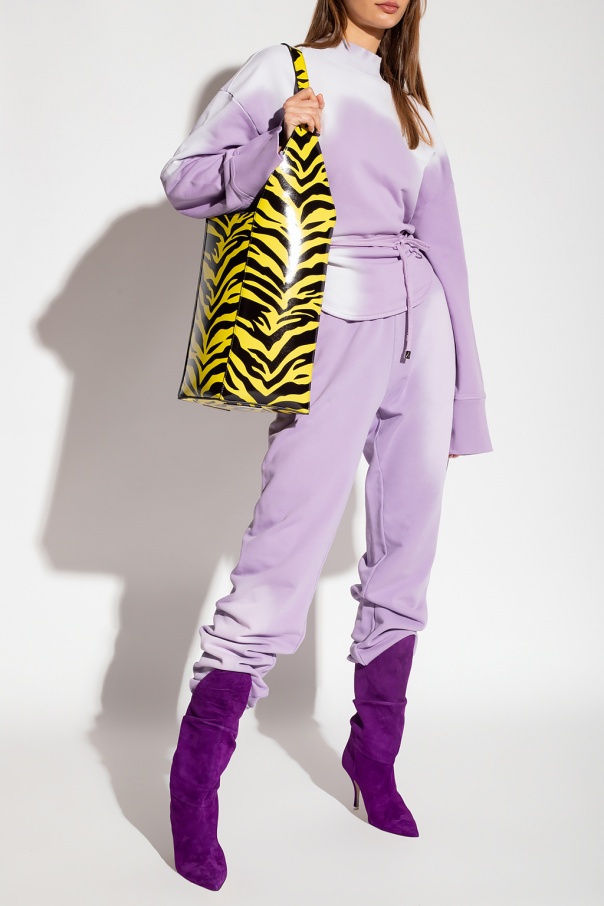 Shop Attico Tie-dye Cotton Tie-waist Sweatshirt In Purple