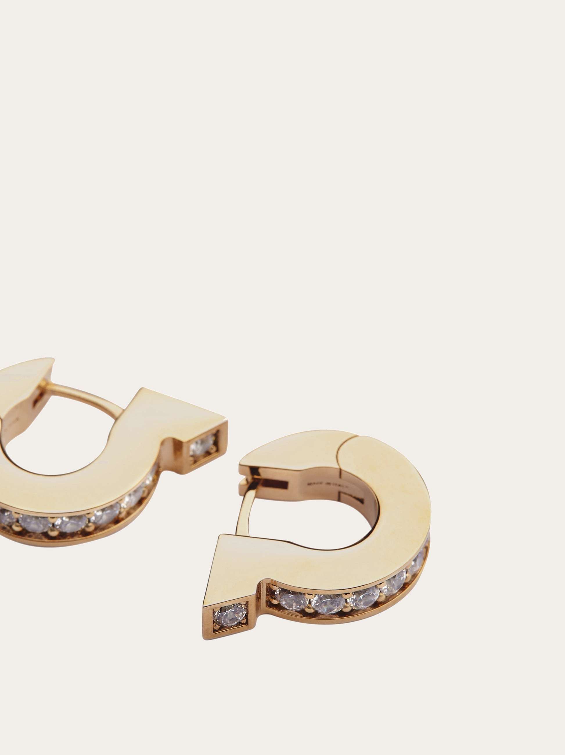 Ferragamo Gancini Crystal Hoop Earrings In Yellow