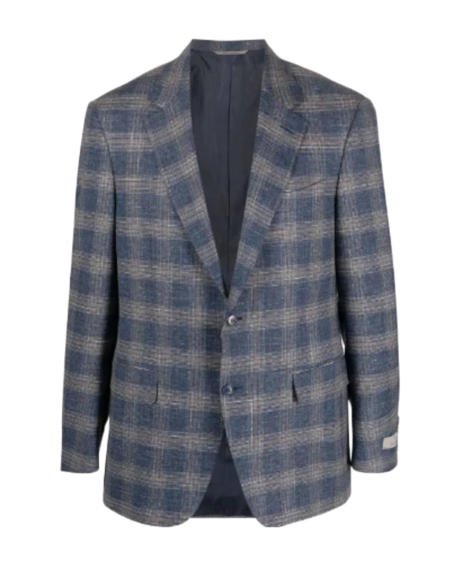 Canali Plaid-pattern Single-breasted Blazer In Gray