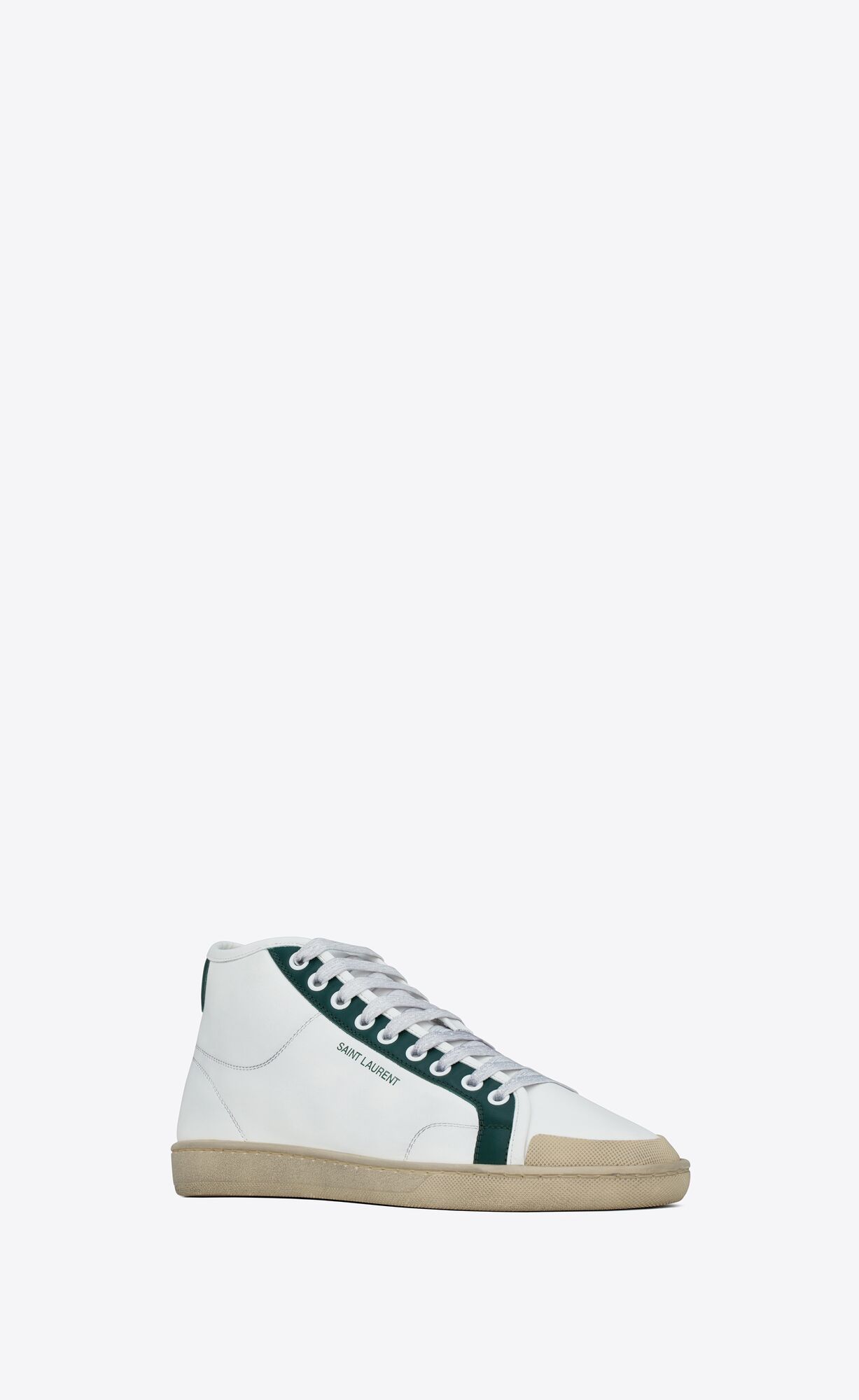 Saint Laurent Sl39 High-top Lace-up Sneakers In White