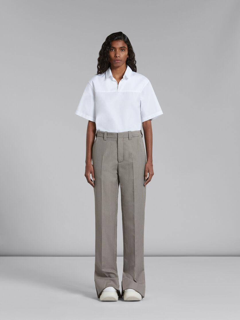 Marni Houndstooth-pattern Straight-leg Trousers In Gray