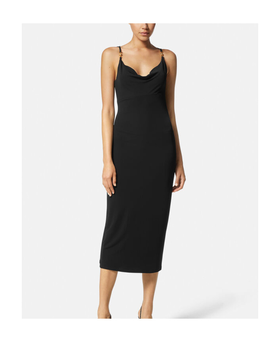 Versace Medusa-strap Corset-style Dress In Black