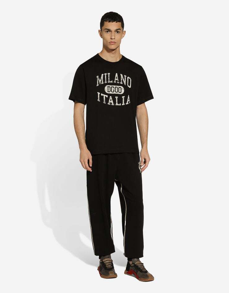 Dolce & Gabbana Jogging Pants With Heraldic Dg Logo In Black
