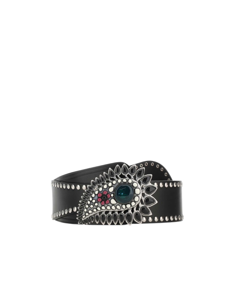 Isabel Marant Aliette Embellished Leather Belt In Black