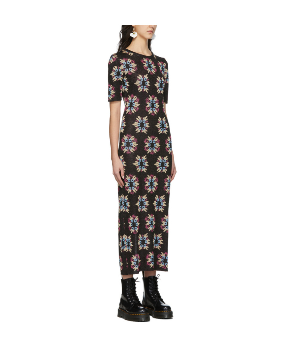 Rabanne Ssense Exclusive Black & Multicolor Jacquard Knit Capsule Dress In Black