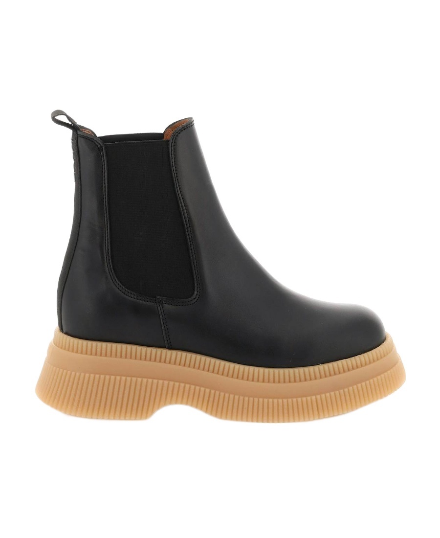 Ganni Chelsea Creepers Boots With Maxi Sole In Black In Black