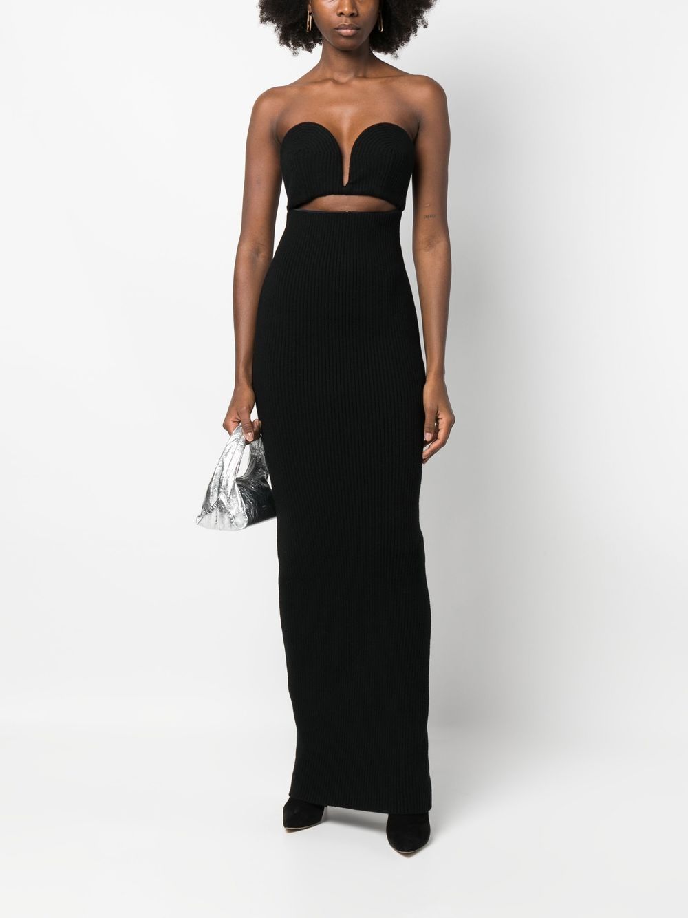 ALAÏA STRAPLESS CUT-OUT KNITTED DRESS
