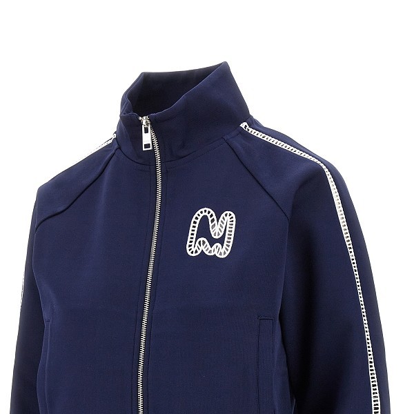 Msgm Navy Logo Track Jacket In Blue
