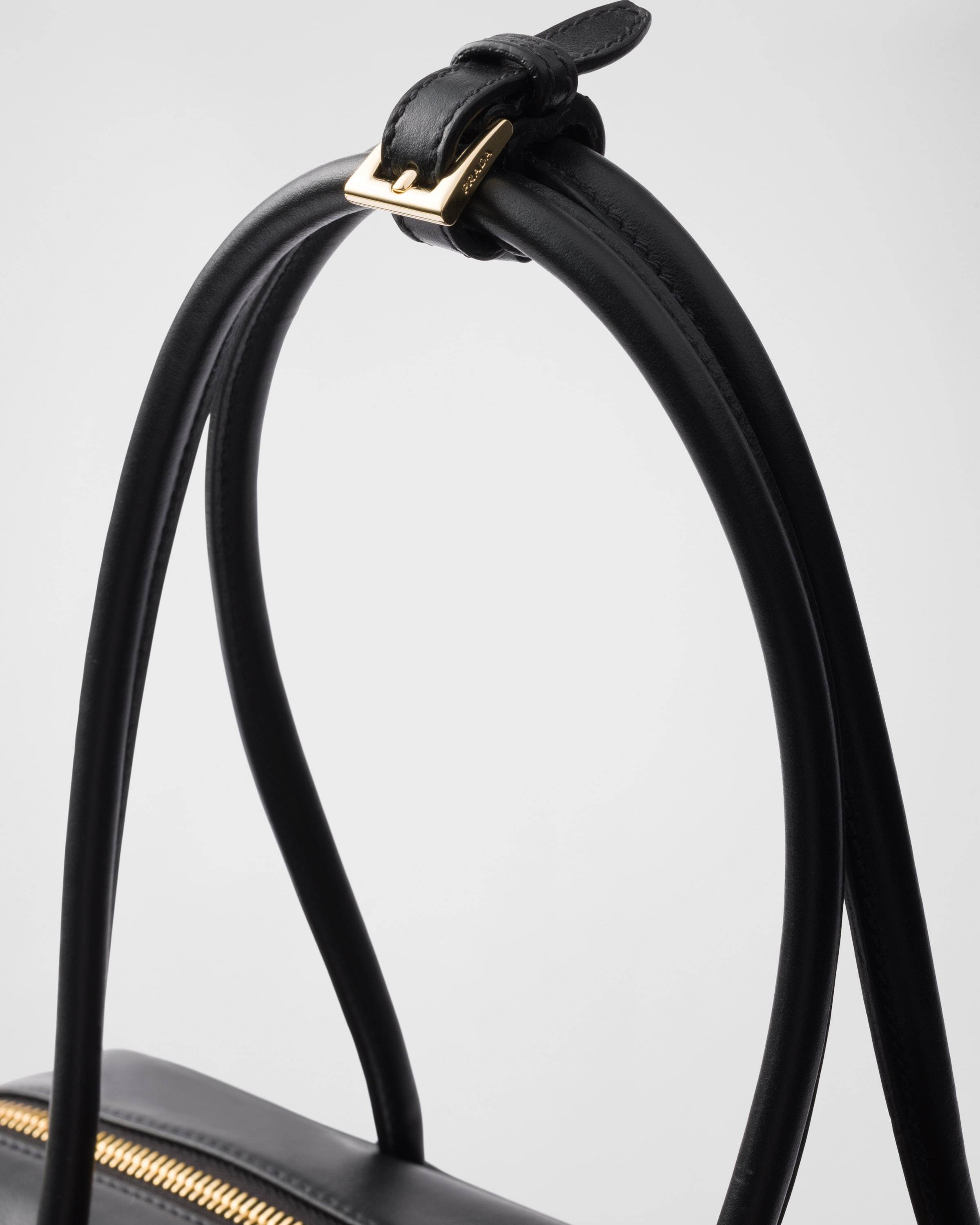 Prada Large Re-nylon And Leather Top-handle Bag In Black