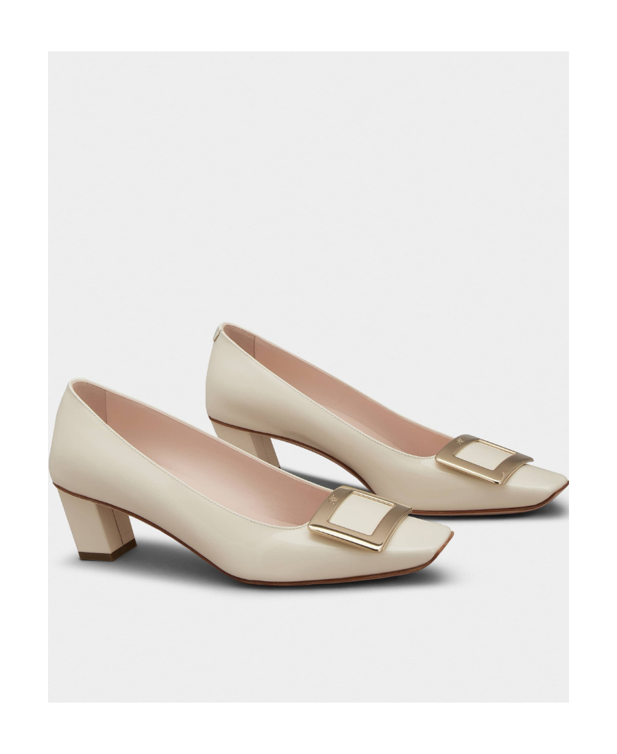 Roger Vivier Belle Vivier 45 Mother-of-pearl Buckle Pumps In Leather In Nude