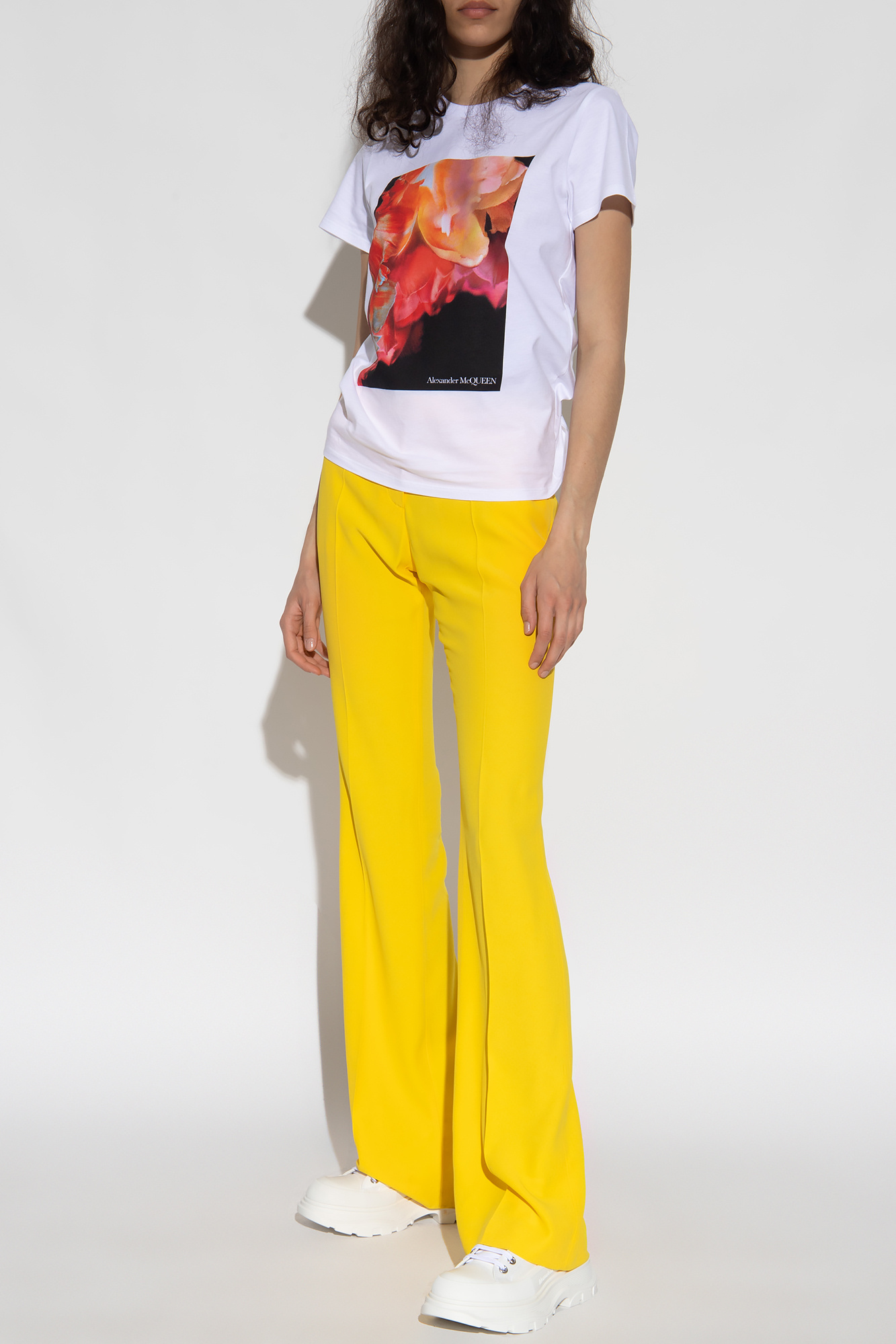 Alexander Mcqueen Print Cotton T-shirt In White