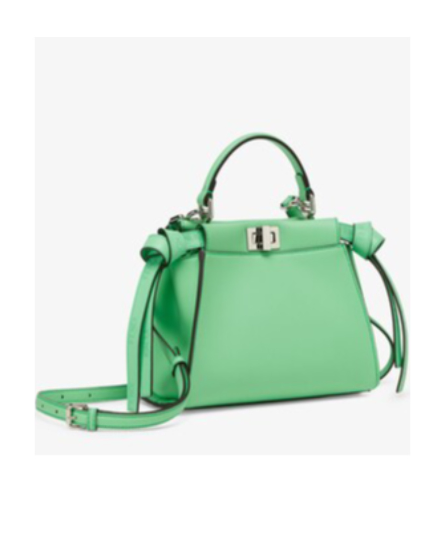 Fendi Mini Peekaboo Leather Bag In Green