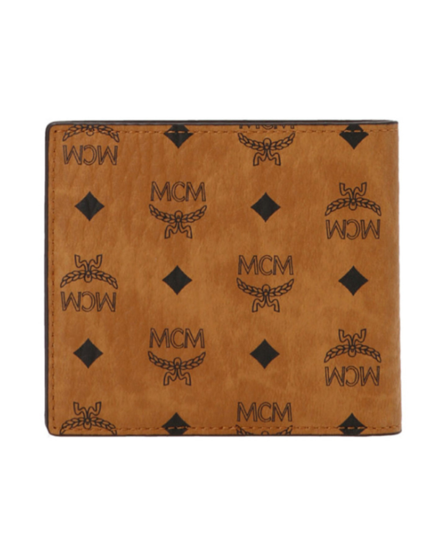 Mcm Printed Half-fold Wallet In Brown