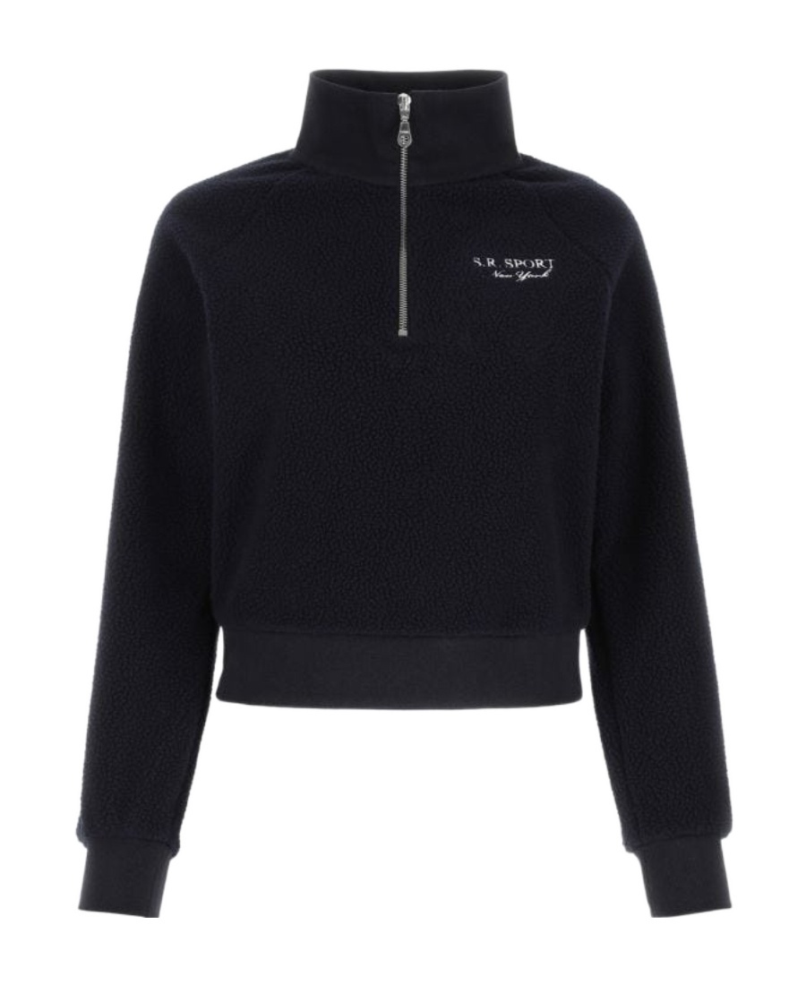 Sporty And Rich Half-zip Fleece Sweatshirt In Black