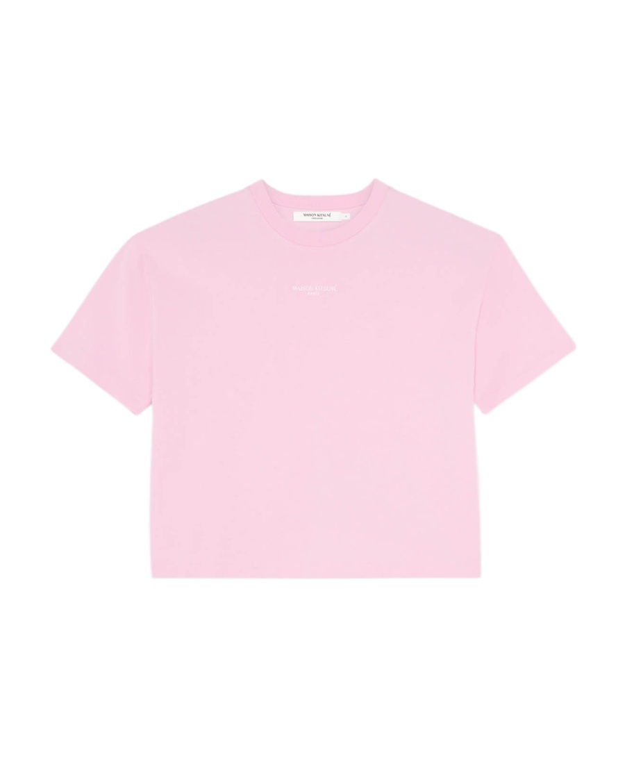 Maison Kitsuné Embroidered Logo Cropped T-shirt In Pink