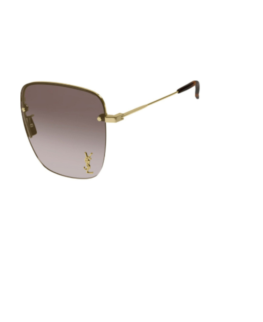 Saint Laurent Logo Sunglasses In Gray