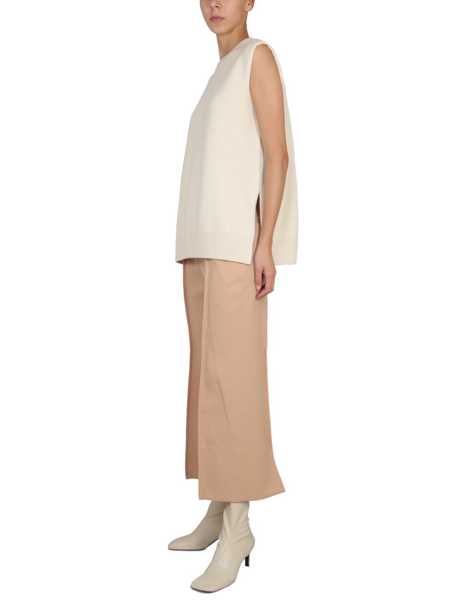 Shop Jil Sander Cropped Cotton Trousers In Nude