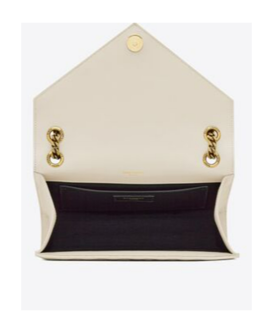 Saint Laurent Medium Envelope Logo-plaque Quilted Shoulder Bag In Nude