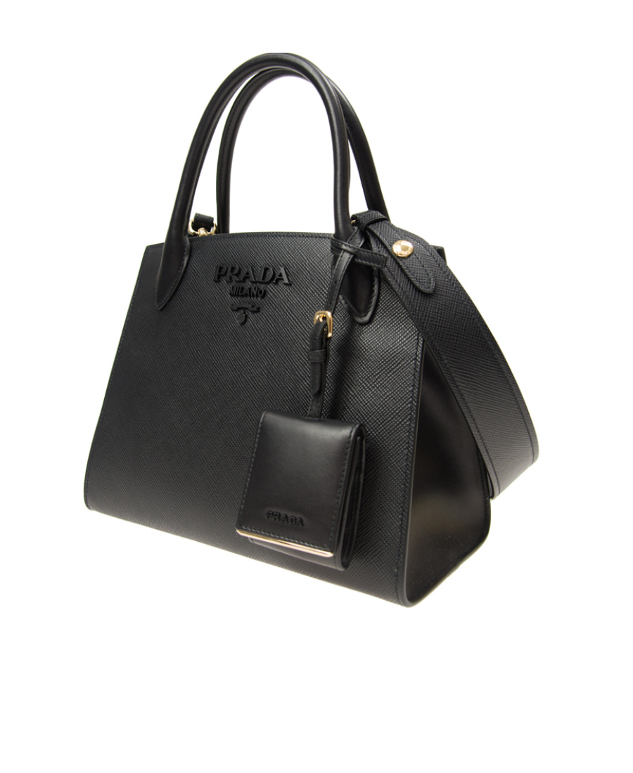 Prada Monochrome Small Saffiano Bag In Black