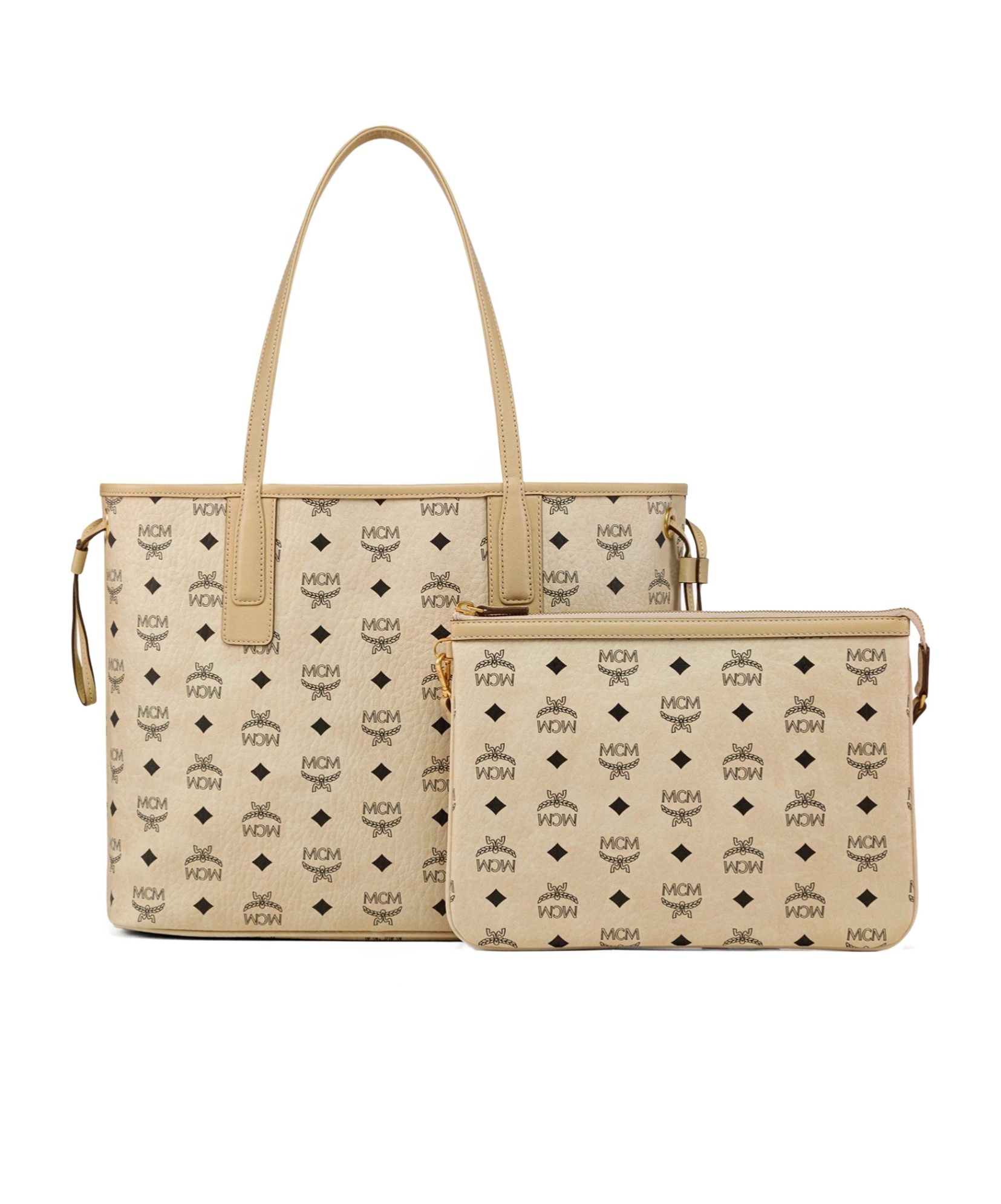 Mcm Liz Reversible Top Handle Medium Tote Bag In Nude