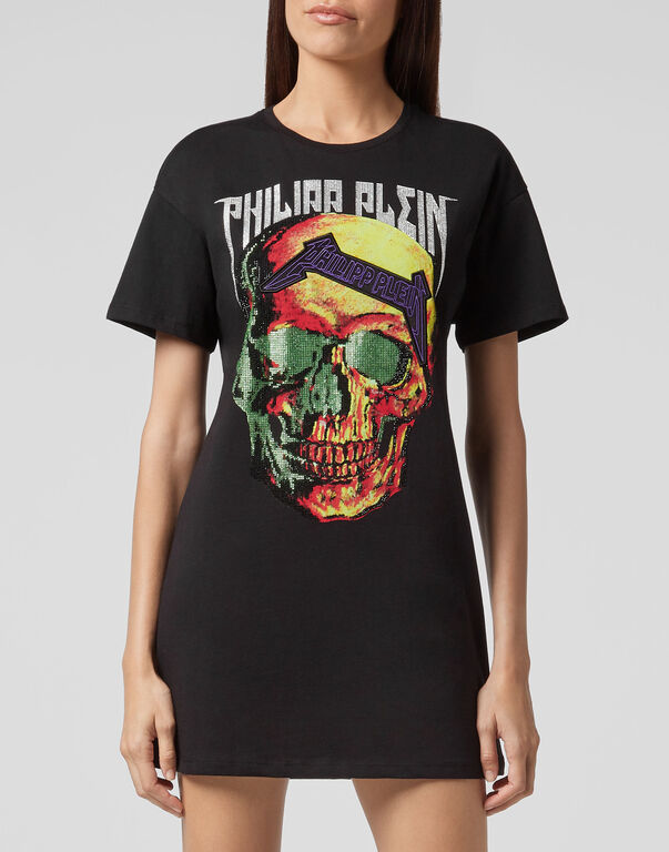 Philipp Plein Logo Details T-shirt Dress In Black