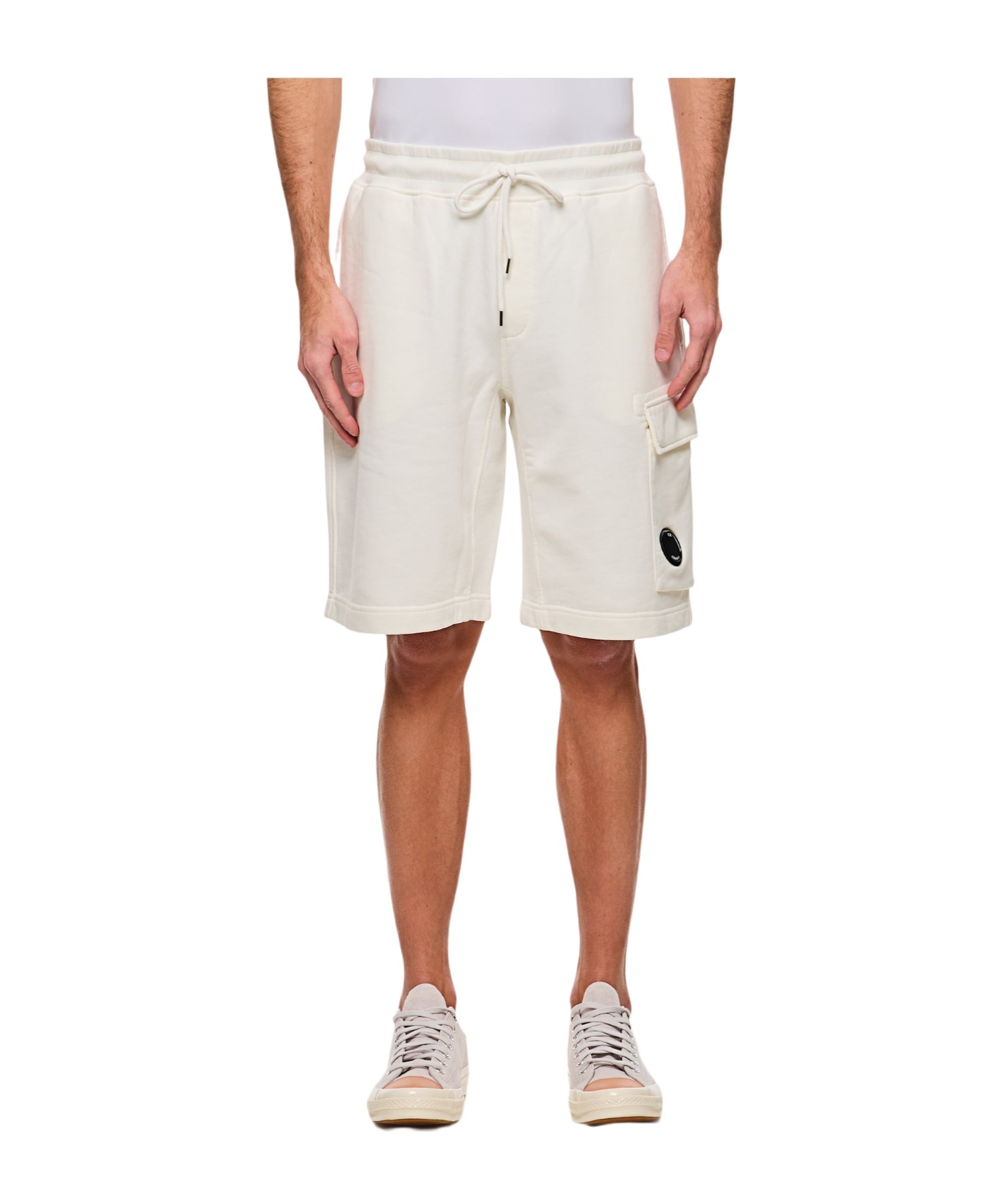 C.p. Company Relaxed-fit Cargo Diagonal Fleece Shorts In Neutral