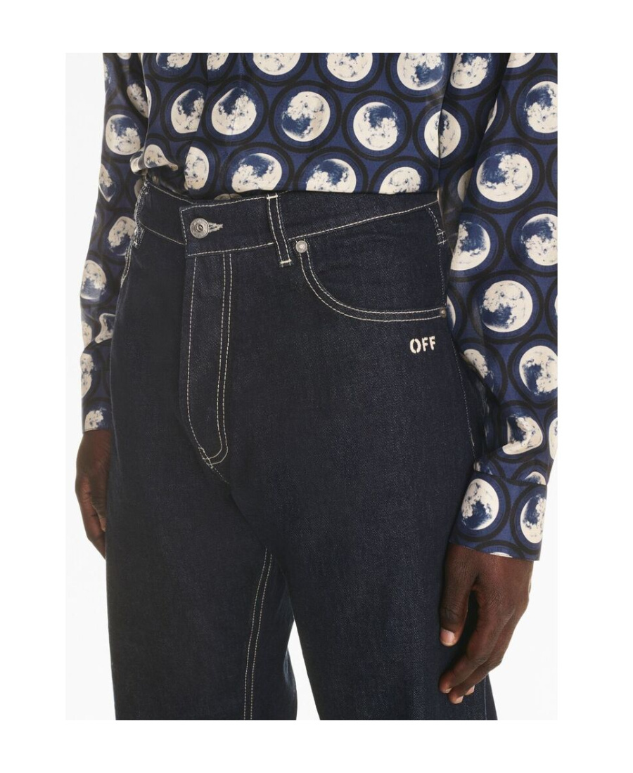 Off-white Embroidered-logo Jeans In Black