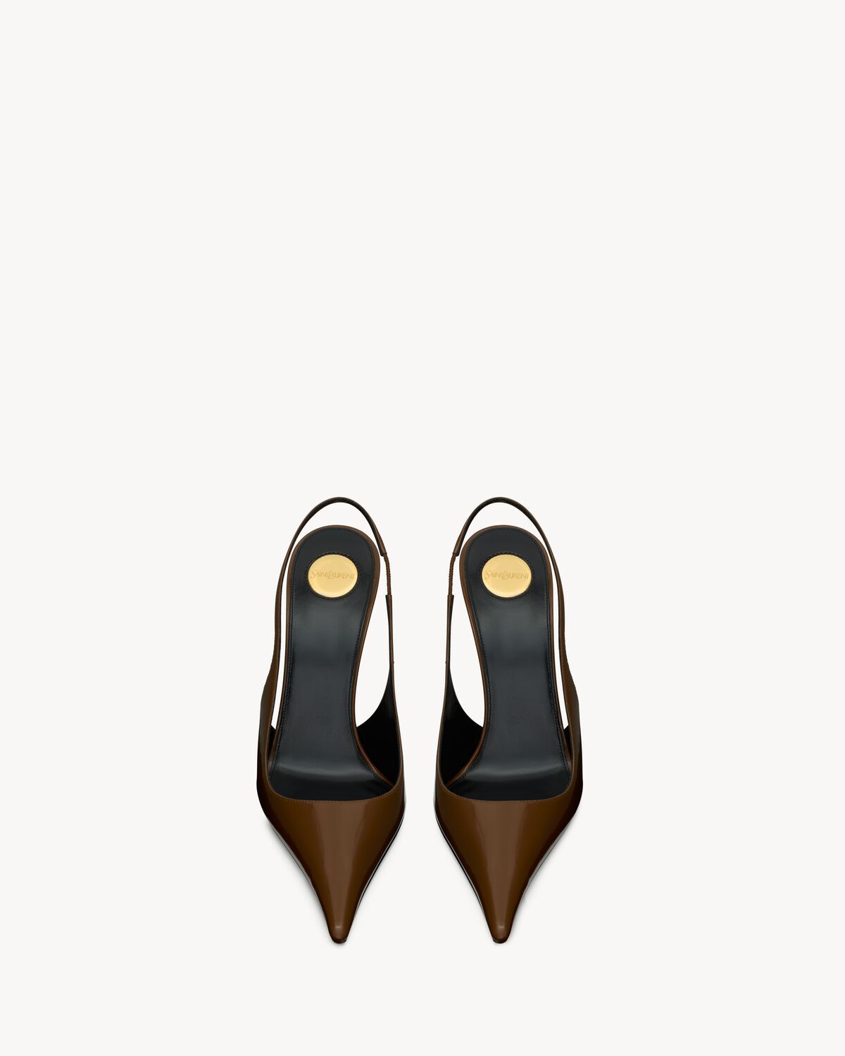 Saint Laurent Vendome Slingback Pumps In Glazed Leather In Brown