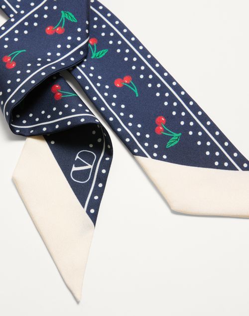 Valentino Cherryfic Silk Bandeau Scarf In Blue