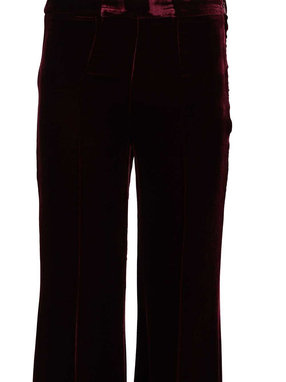 Forte Forte Side Zipper Casual Pants In Burgundy