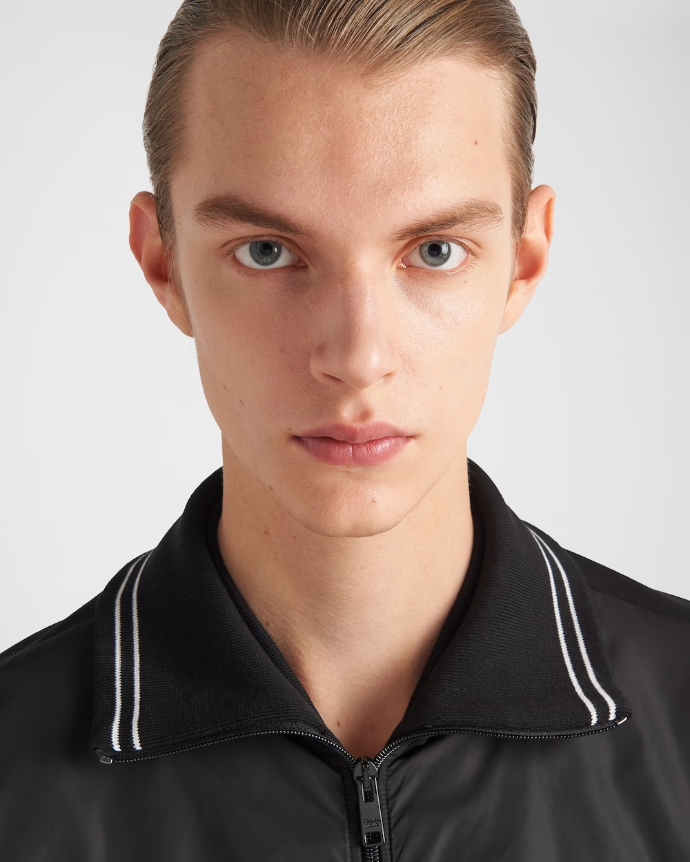 Prada Re-nylon Panelled Bomber Jacket In Black