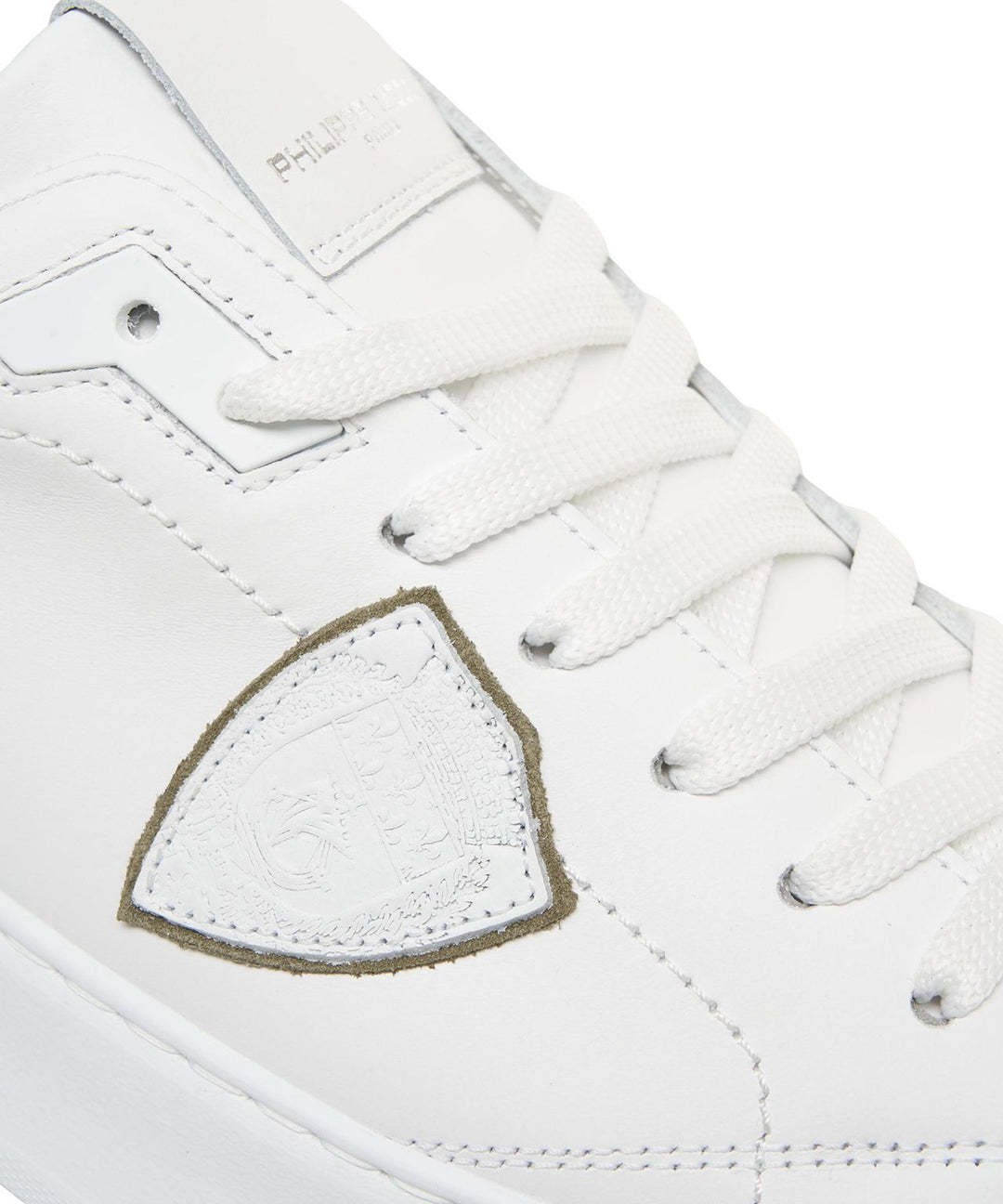 Philippe Model Low Leather Trainers Green Suede In White