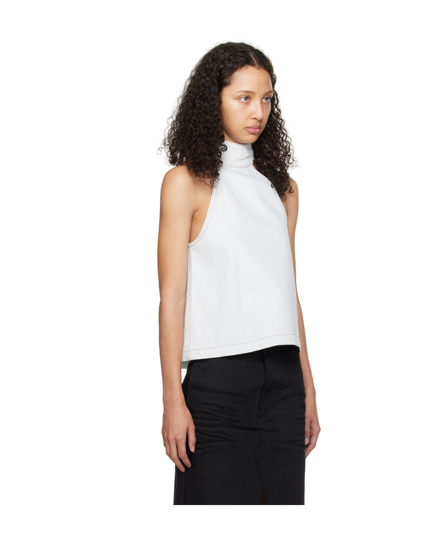 We11 Done Sleeveless Neck Vest In White