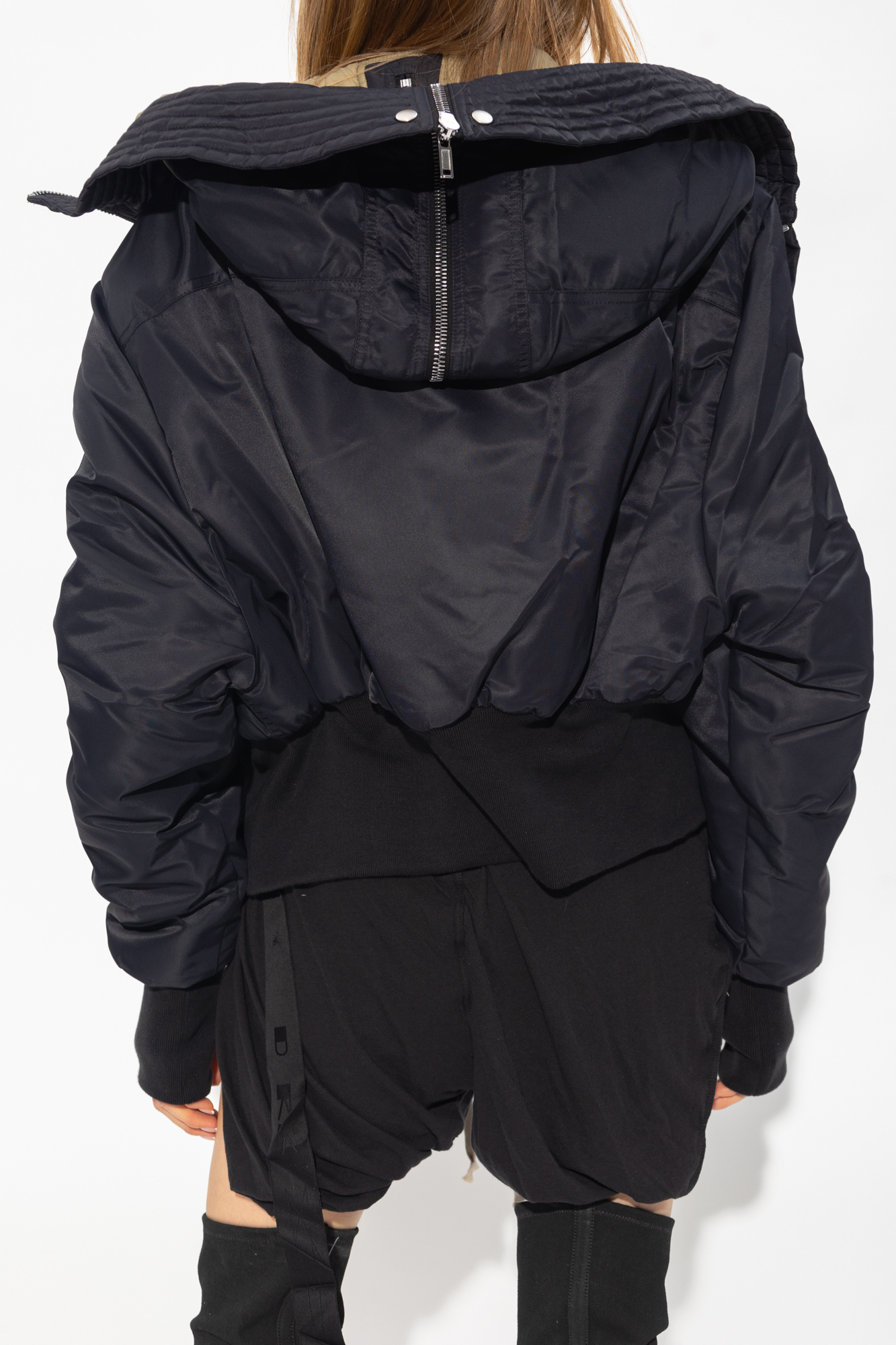 Rick Owens Drkshdw Alice Extra-long Sleeve Parka Jacket In Black
