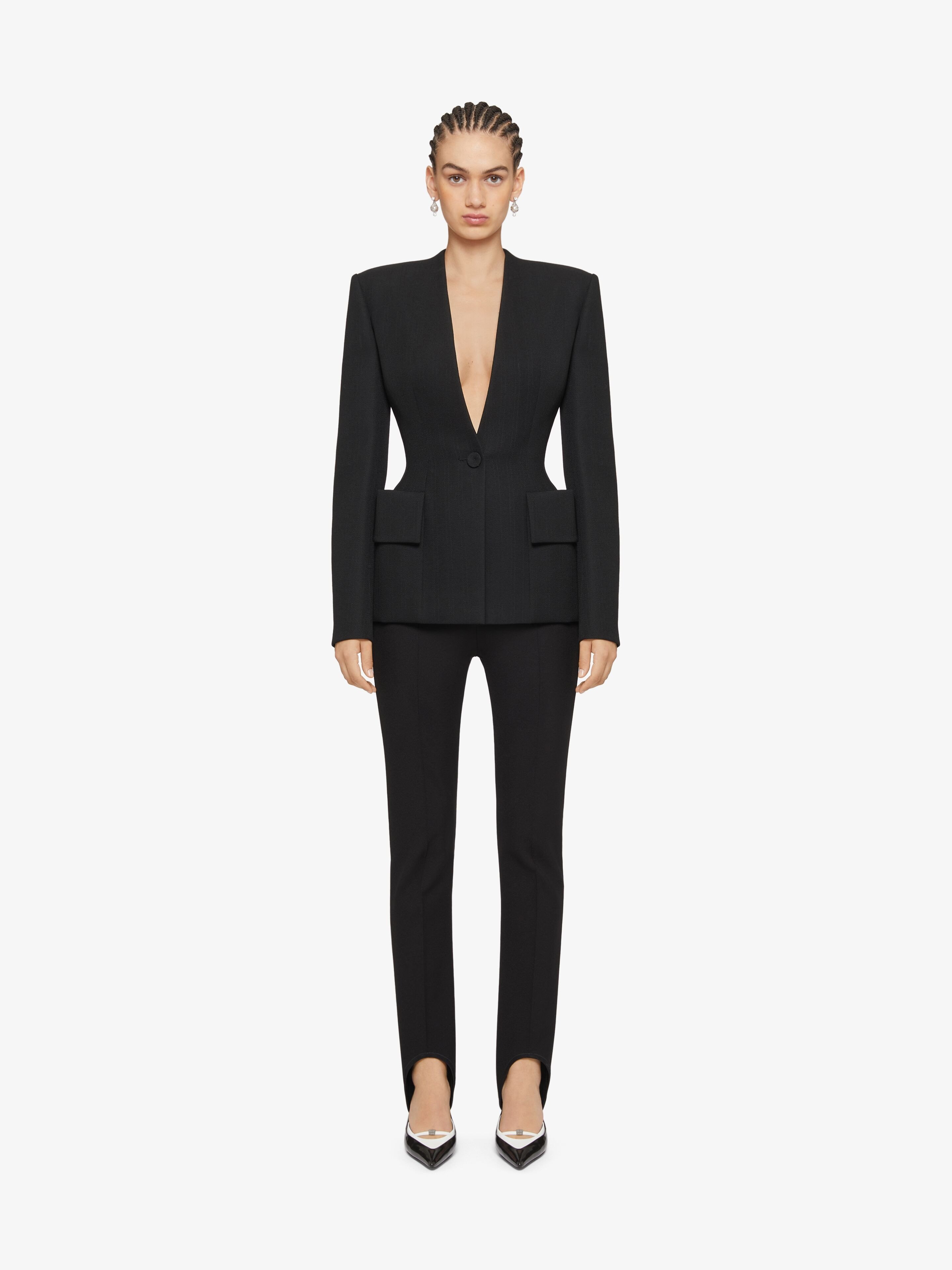 Givenchy V-collar Wool Suit Jacket In Black