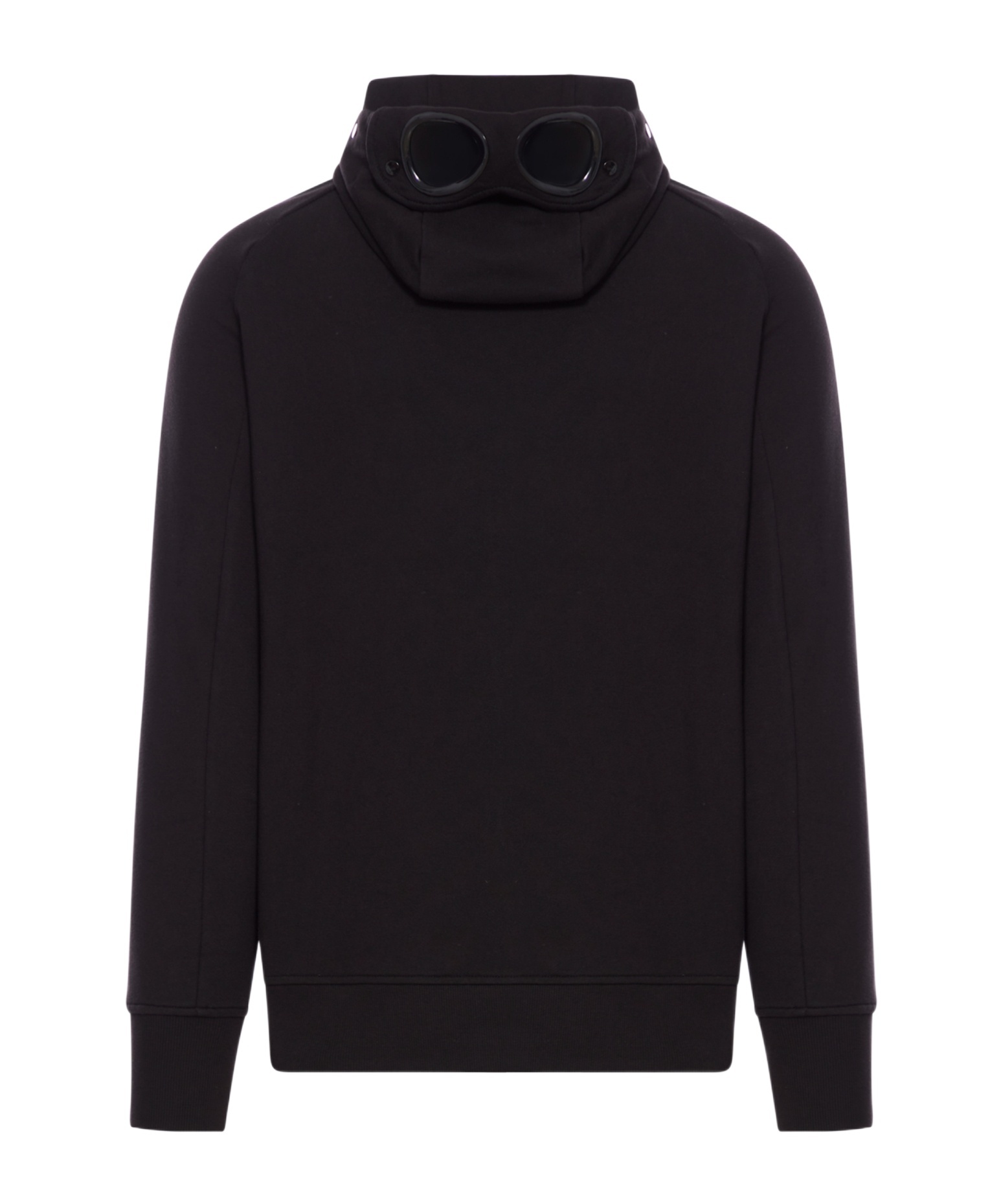 C.p. Company Relaxed Fit Black Zip-up Sweatshirt With Hood And Zippered Pockets In Black