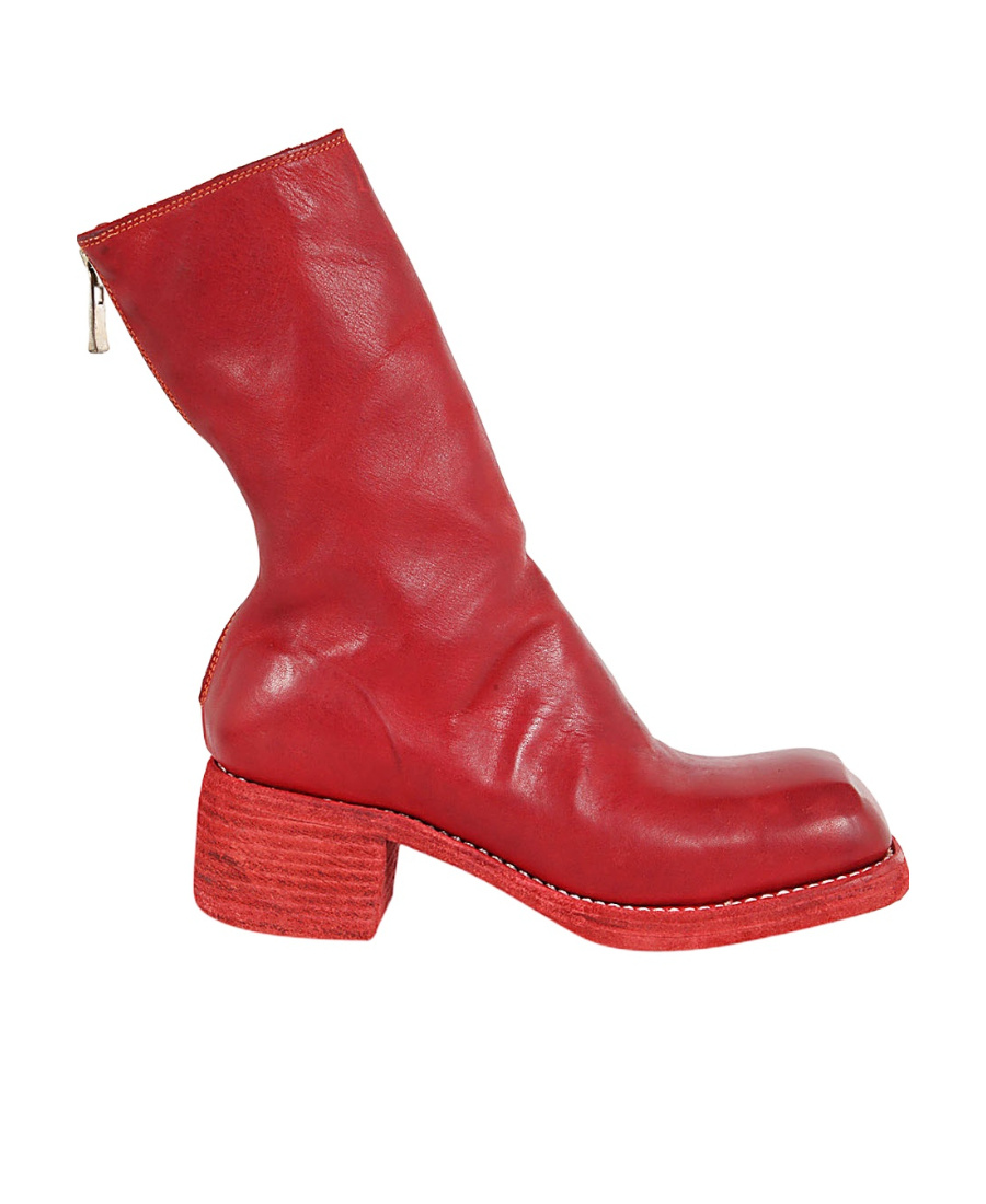 Guidi Back Zip Mid Boots In Red