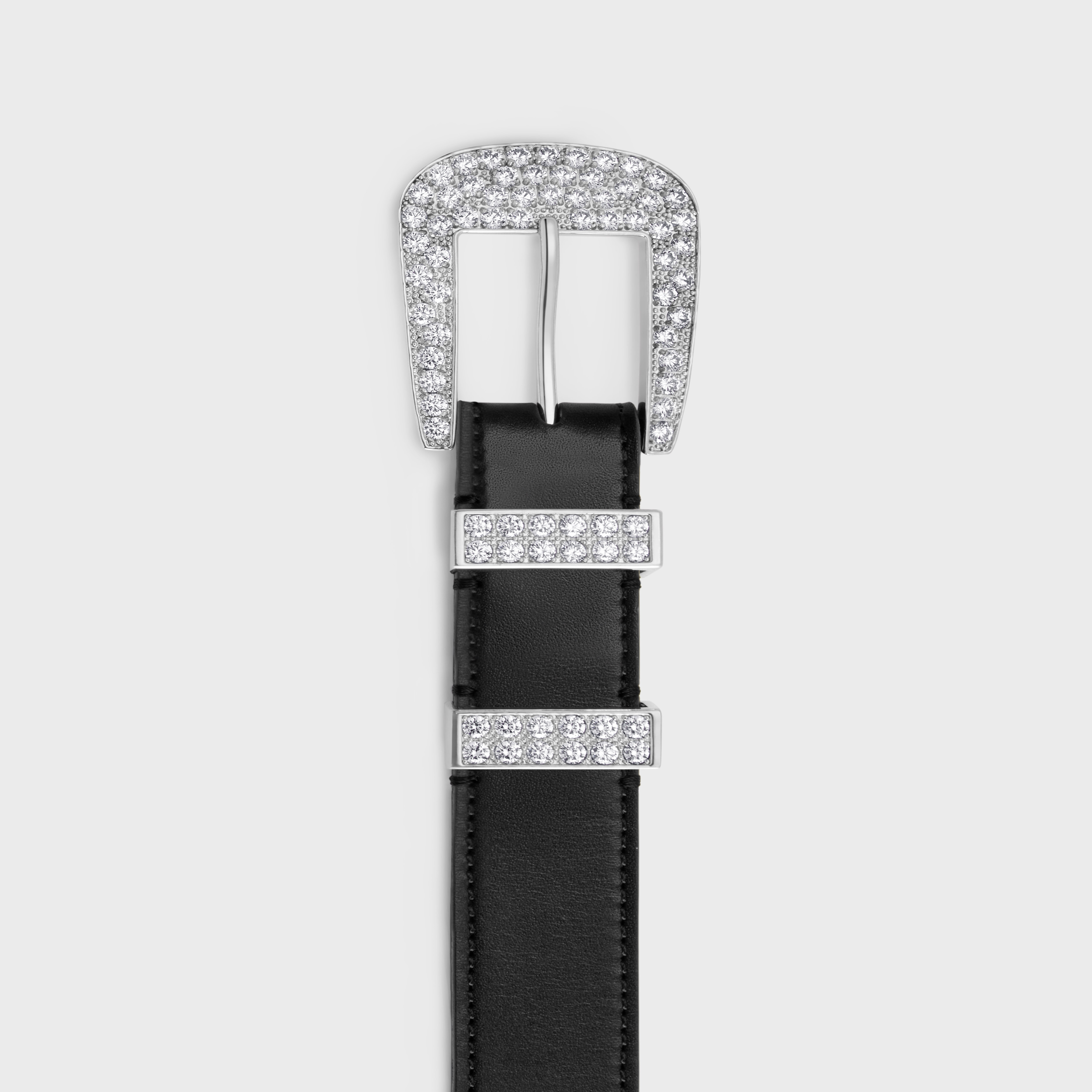 Celine Marco Crystal Inlaid Belt In Black
