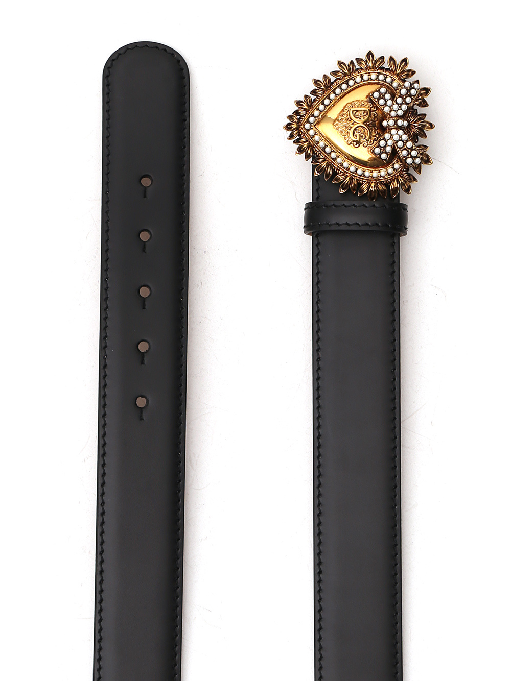 Dolce & Gabbana Devotion Leather Belt In Black