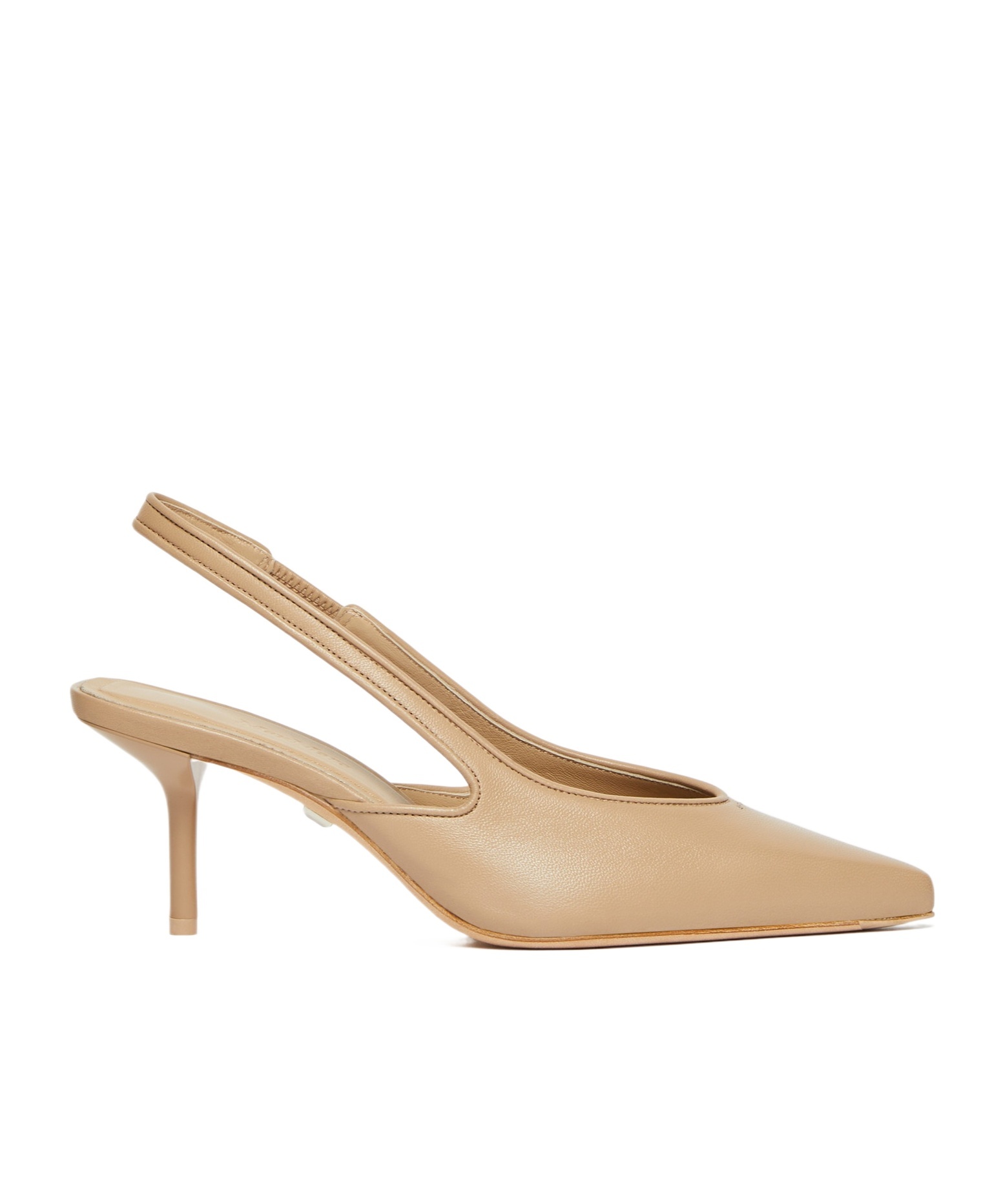 Max Mara Nappa Leather Slingbacks In Neutral