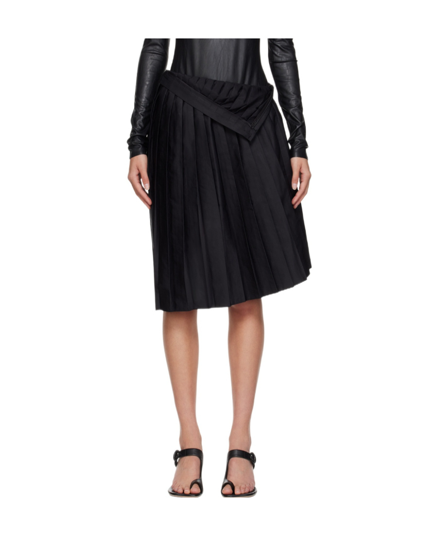 Mm6 Maison Margiela Black Pleated Midi Skirt In Black