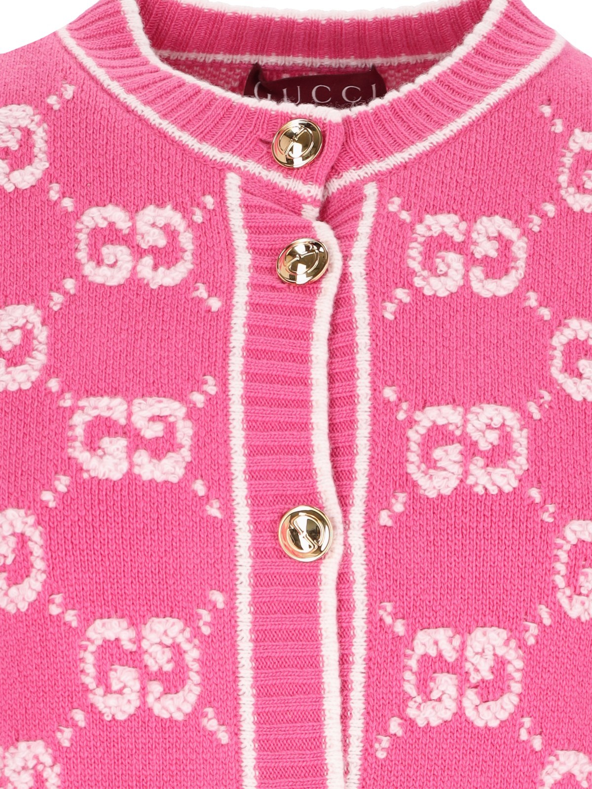 Shop Gucci Gg Jacquard Wool Cardigan In Pink