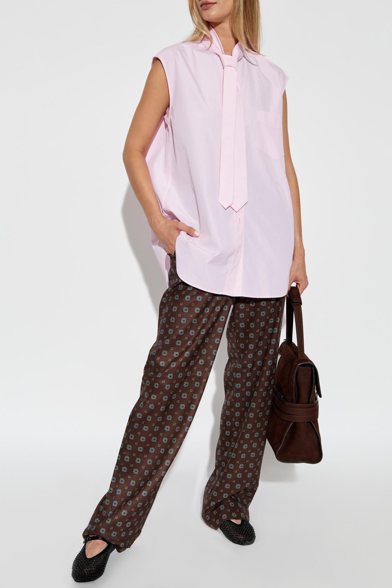 Moschino Geometric-print Trousers In Black