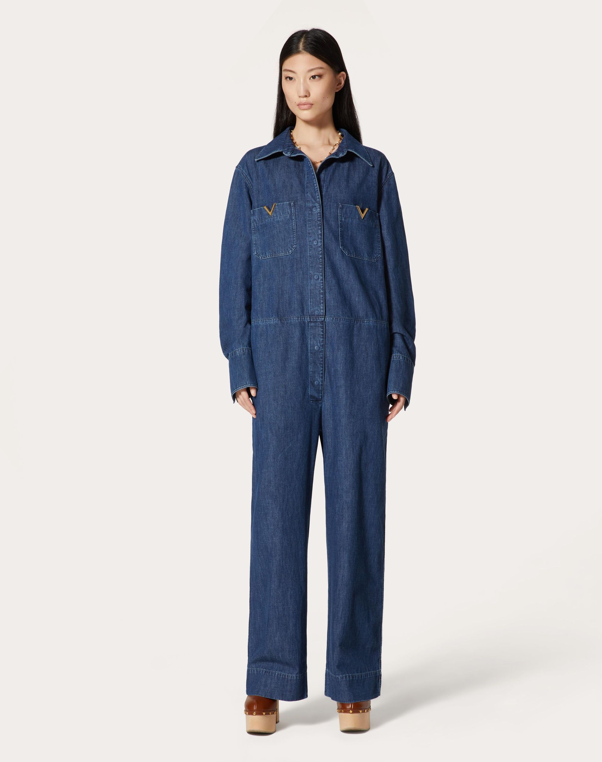 Valentino Jumpsuit Aus Denim Chambray Frau Denim 42 In Blue