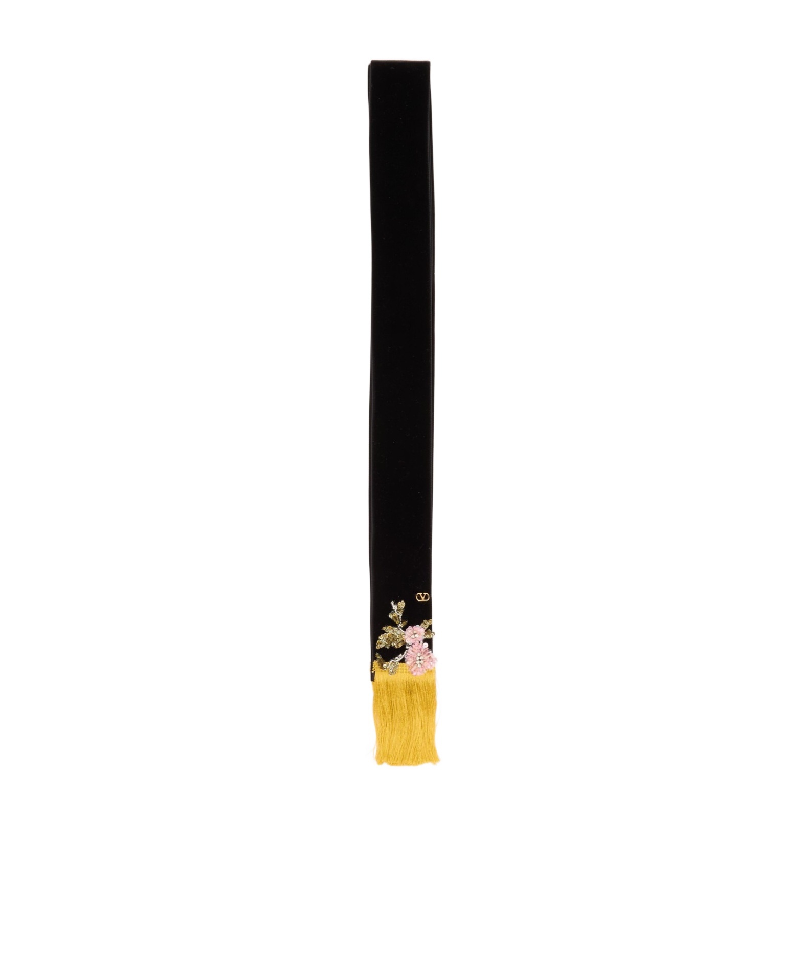 Valentino Garavani Velvet Scarf With Embroidery Woman Multicolour Uni In Black