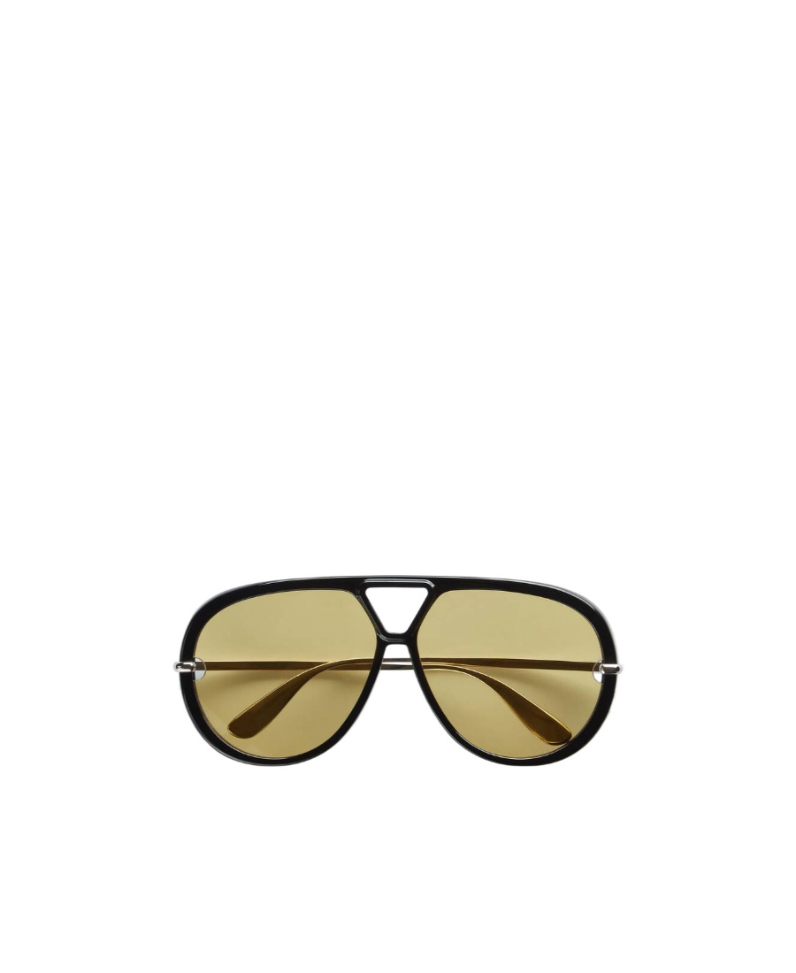 Bottega Veneta Temple Logo Detail Sunglasses In Black