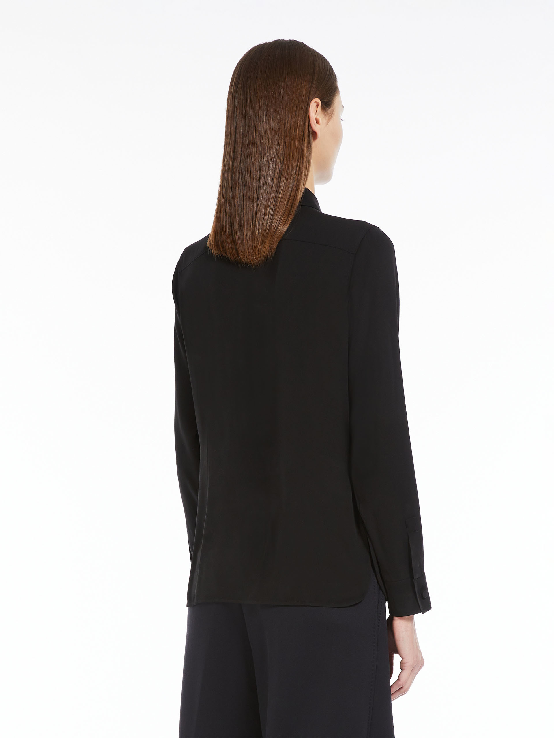 Max Mara Pointed Collar Long-sleeved Shirt In Black