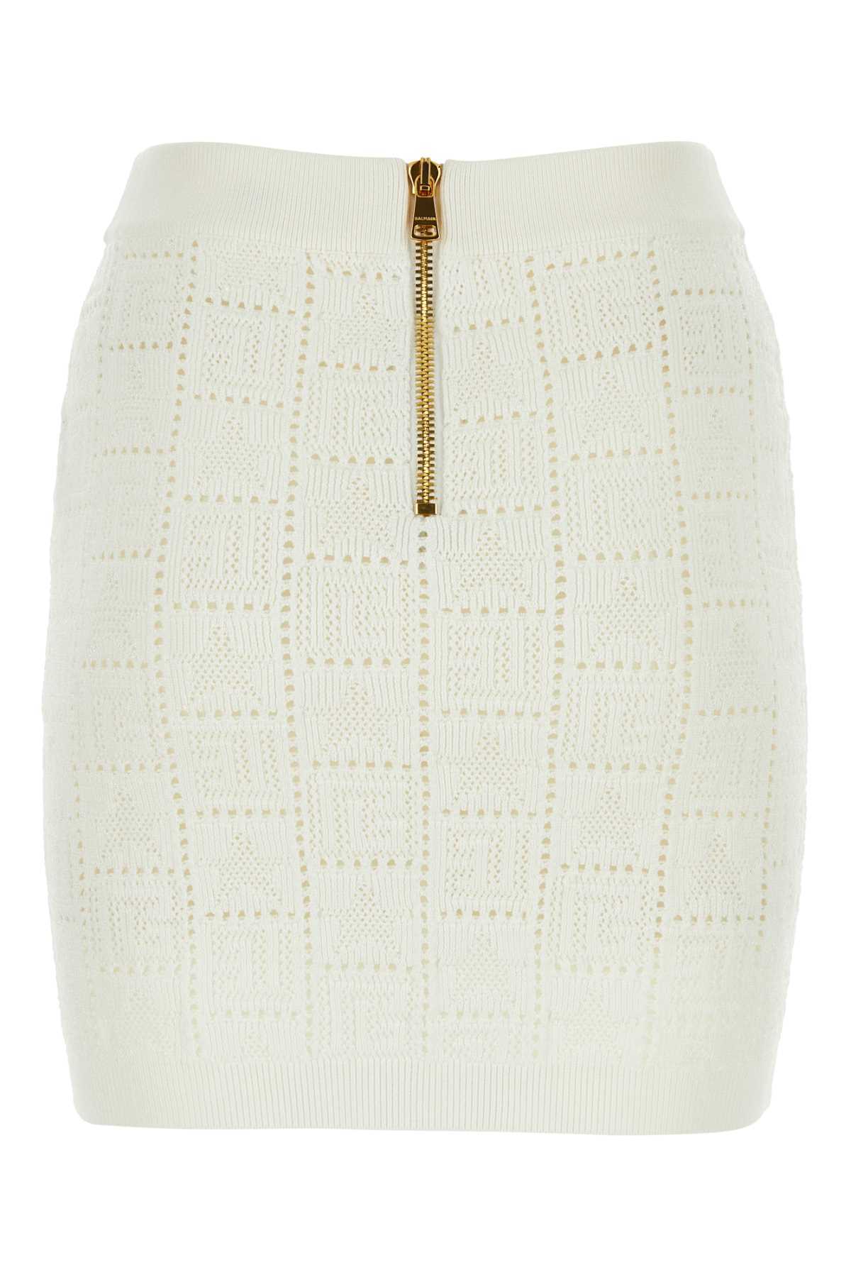 Balmain Knitted Skirt In White