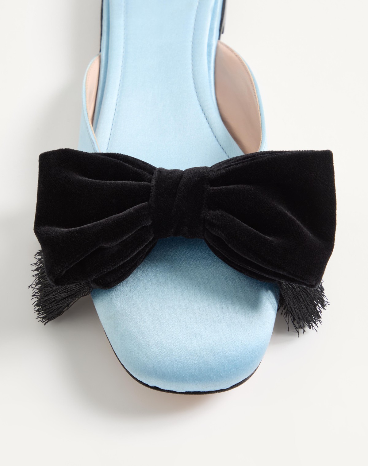 Valentino Reinette Satin Mule In Blue